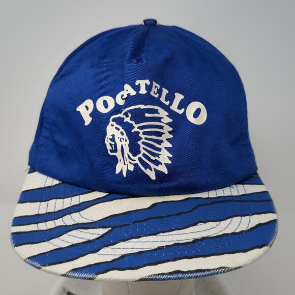 Pocatello Snapback 5 Panel Cap Blue One Size American Headdress Graphic Vintage - Picture 2 of 9
